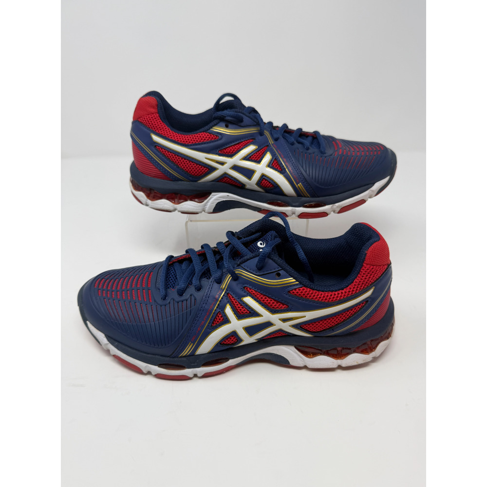 Asics Womens Gel-Netburner Ballistic B557Y Volleyball Shoes Size 8 Blue Red EUC